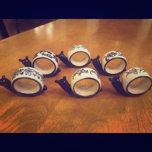 French Ceramic Snail Napkin Rings (x 6)